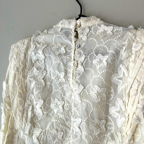 ✨FARM RIO 3D STARS OFF WHITE BLOUSE XS - Picture 5 of 8